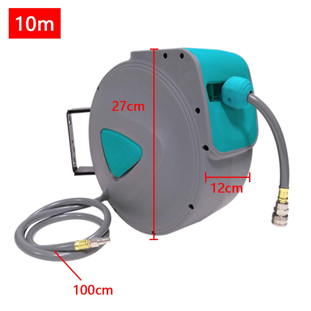 10m Druckluftschlauchtrommel 1/4" Anschluss Druckluftschlauch Aufrolle Automatisch Schlauchtrommel Wandschlauchhalter Schlauchaufroller für Auto-Werkstatt usw