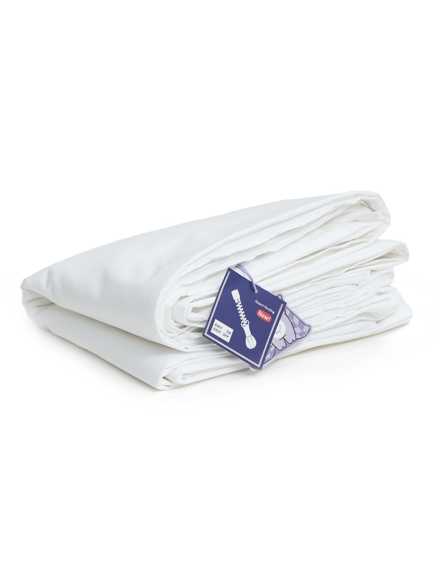 YnM Cotton 3-Side Zipper Duvet Cover for Weighted Blankets | Easy on, Easy Off White, 60"x80"