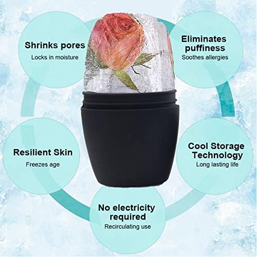 Ice Face Roller, Ice Roller for Face and Eyes Face Ice Roller for Eye Puffiness, Brighten & Tighten Skin, Icing The Skin Remove Fine Lines Shrink Pores, Enhance Skin Elasticit - Black (Black)