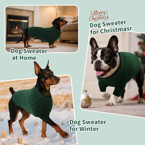 ASENKU Hundepullover Grosse Hunde XL, Gestrickt Hundepullover Winter Warm mit Geschirr öffnung, Waschbar Rollkragen Strickpullover Hundepulli mit Beinen für Französische Bulldogge, Labrador