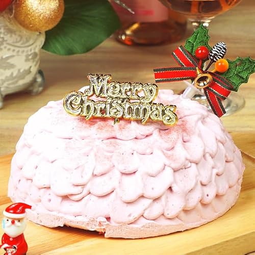 【予約 クリスマスケーキ 2025】 ピンクのドームケーキ あまおういちご使用 飾り付き 冷凍 ホールケーキ たべるン 【12月20日〜25日お届け】