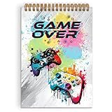 QLMX Gamer over Top Spiral Notebook, Kids Gaming Notebook Journal, Gaming Gifts for Gamers Boys, Game Notebooks for School Work, Kids Gaming Office Supplies Gifts for Boys Men Colleagues, 5.5x8.3Inch