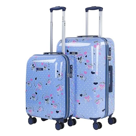 SKPAT - Set med 2 Rigid childrens bagage 4 dubbel Hjul. Tryckt polykarbonat. TSA-lås. Motståndskraftig och Lätt Bagage. Liten kabin godkänd och medium 131400, Färg Blå