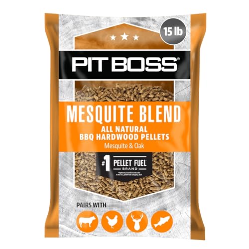 Pit Boss 100% All Natural BBQ Hardwood Pellets for Cooking Grilling and Smoking | 15 lbs. Wood Pellets for Pellet Grills and BBQ Smokers | Mesquite Blend