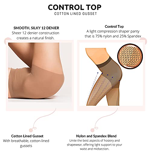Tummy Control Stockings for Women - Sheer Control Top Pantyhose - (6 Pairs)3