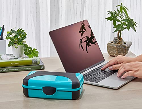 LockerMate by Bostitch Hard Pencil Case, Durable Plastic Pencil Box, Kid-Friendly Design, Blue & Black