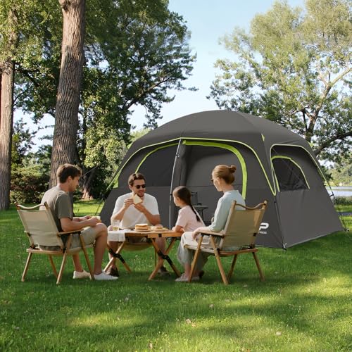 CAMPROS CP Tent-6-Person-Camping-Tents, Waterproof Windproof Family Tent with Top Rainfly, 4 Large Mesh Windows, Double Layer, Easy Set Up, Portable with Carry Bag (Deep Gray) by CAMPROS CP - Image 9