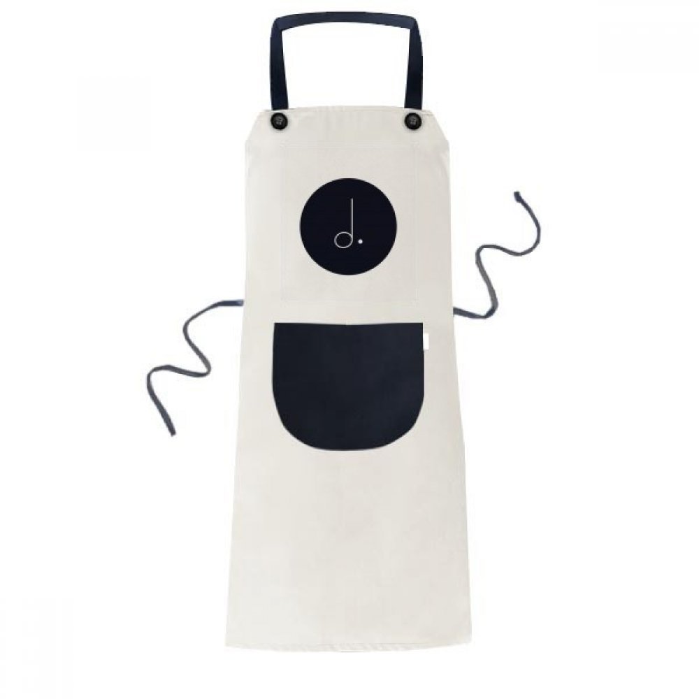 Tablier de cuisine beige à pois noirs réglable avec grande poche centrale imprimée