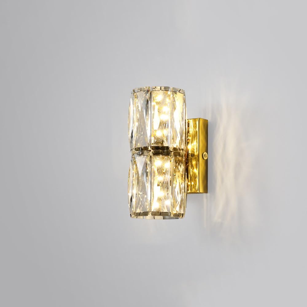 VDOQTLJT Wall Sconces Modern K9 Cryal Glass Linear Sconce LED Long Light Bar Bathroom Vanity ng Fixture Gold Bedside Mounted Lamp Room Hallway g Hote(2lights)