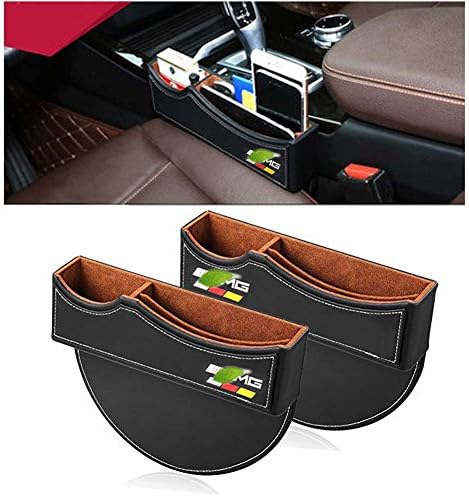 Car Seat Gap Filler Premium PU Full Leather Seat Console Organizer, Car Seat Storage Box for A M G (2 Pack)