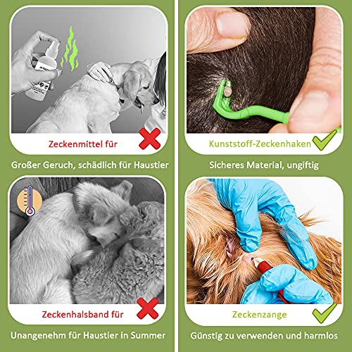 Nepfaivy Zeckenzange für Hunde Katze Kinder - 3er Set Zeckenhaken und 2er Set Zeckenpinzetten, Einfacher und Sicherer Zeckenentferner für Haustier und Menschen