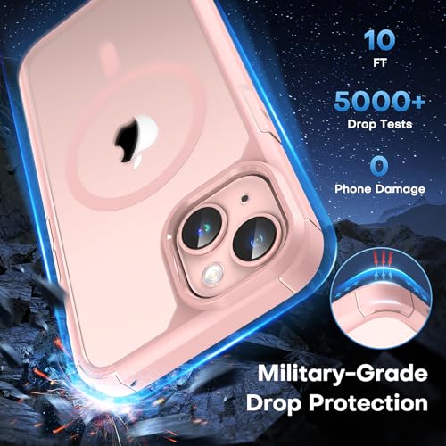 Image of TAURI for iPhone 13 Case, Compatible with MagSafe, Pink | with Screen Protector, Not-Yellowing Military-Grade Protection, Shockproof Slim Magnetic Case for iPhone 13