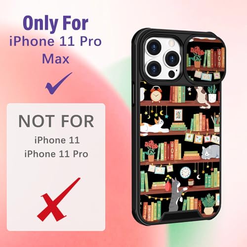 Image of Funermei for iPhone 11 Pro Max Case - Women Girls Cute Phone Cover Girly Pretty Aesthetic Cat and Books Unique Design with Camera Cover Funda for Apple for iPhone 11 Pro Max
