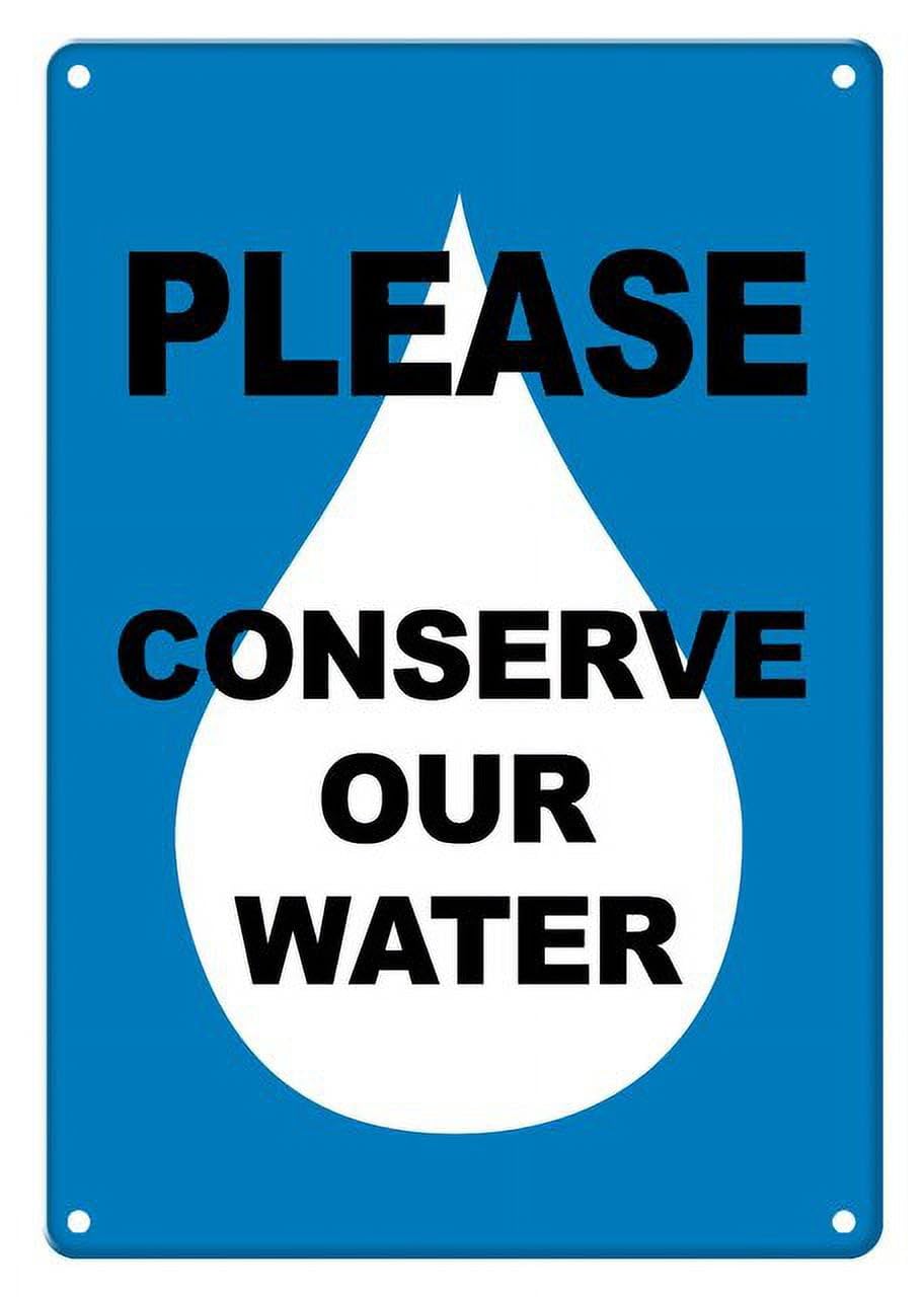 peiyeety Please Conserve Our Water Aluminum Tin Sign for Home Kitchen Wall Decor 12X8Inch
