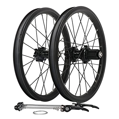 RUJIXU 305/16'' BMX Wheelset Foldable Bicycle Rim 24H Disc Brake Wheels 100/135mm Quick Release Hub for 7/8/9/10/11 Speed Cassette 1360g