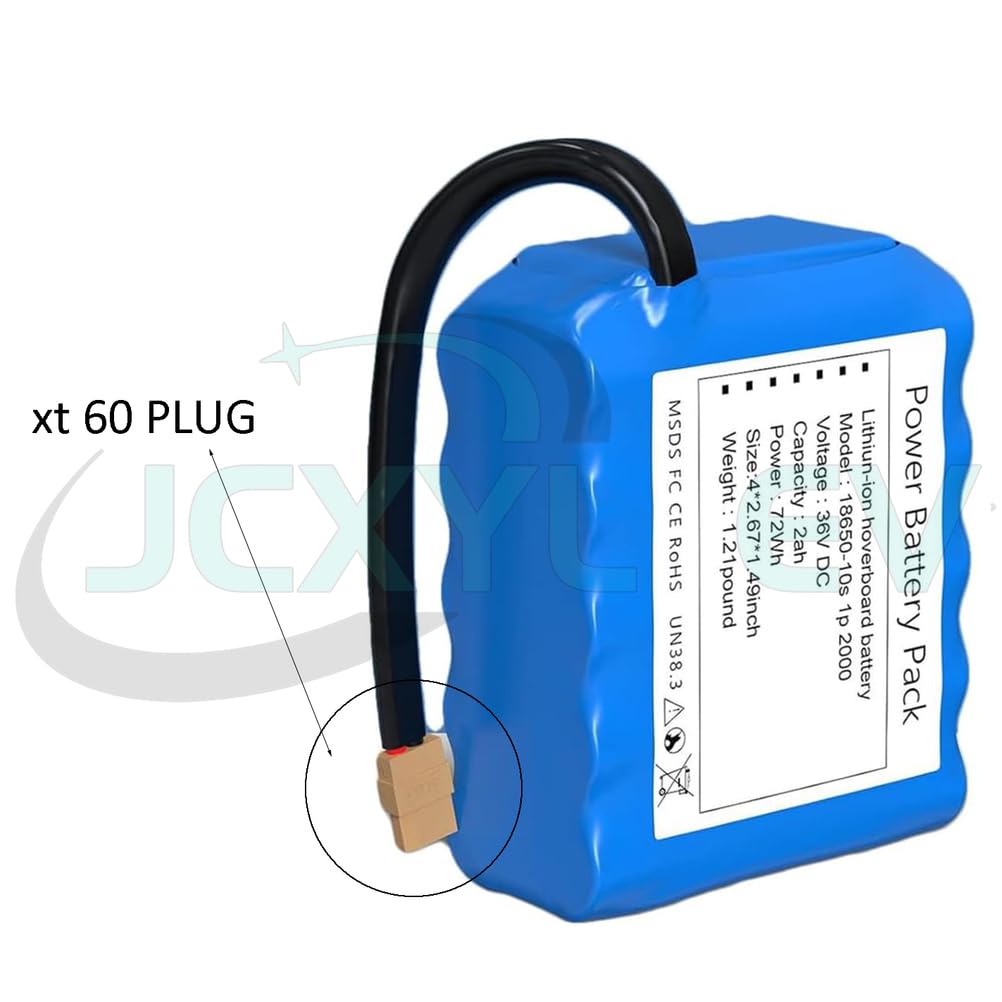 Batterie pour Hoverboard 36 V (Compatible 42 V) – Batterie de Remplacement Rechargeable au Lithium 36 V 2 Ah (36 V 2000 mAh 10S1P) pour Planches Auto-équilibrées