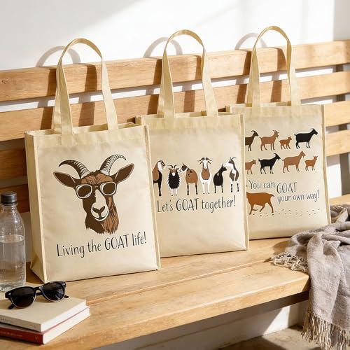Bolsas Tote con diseño de cabra paquete de 12 12"x14" miniatura 5