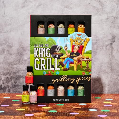 Image of Smokehouse by Thoughtfully, Gourmet Ultimate Grilling Spice Set with King of the Grill /Father's Day Wrap, Includes 20 BBQ Seasonings & Rubs Like Chili Garlic, Italian, and Cajun, Gift for Dad, Uncle, Husband