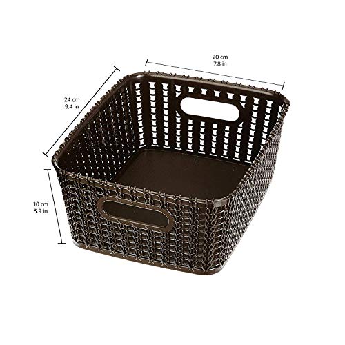 Image of Amazon Brand - Solimo Storage Basket, Set of 2, Medium, Brown, Plastic