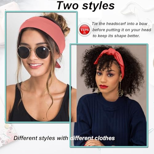 Image of 6 Pieces Headbands for Women Adjustable Knotted Headbands Non Slip Trendy Elastic Hair Bands for Women's Workout Sweat Head Bands Soft Headband for Yoga Running Sport