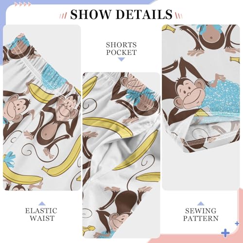 ZZXXB Chimpanzee Banana Boys Long Pants Soft Trousers Elastic Waist Kids Lounge Bottoms with Pockets S-XL4