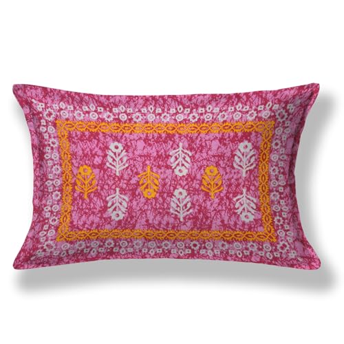 Image of RajasthaniKart Pure 100% Cotton Single Bed Sheet with 1 Pillow Cover (Bedsheet for Single Bed Cotton, Pink Small Booty)