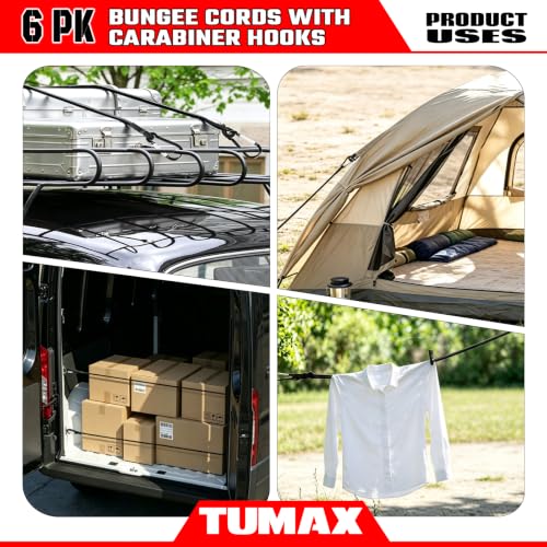 TUMAX 24" 40" 60" Assorted 6 PK Bungee Cords with Carabiners by TUMAX - Used condition - Image 6