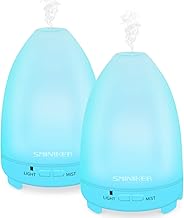 Essential Oil Diffuser 2 Pack 200 ML Ultrasonic Cool Aroma Diffuser BPA-Free Aromatherapy Diffuser with Waterless Auto Shut-Off and 7 LED Light Colors for Office Home Bedroom Living Room