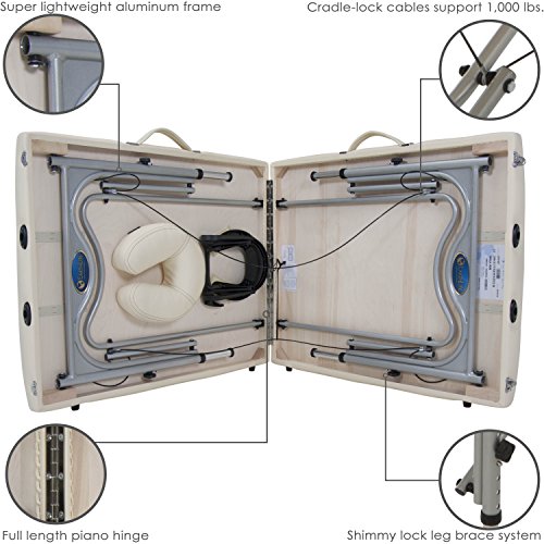 Image of EarthLite Portable Massage Table Luna - 30 inch Wide, CFC Free Professional Foam, Weighs Only 29lbs, Patented, Strong Aluminum Reiki Frame (Working Weight 750lbs), Vanilla