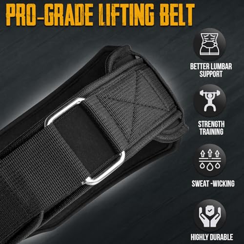 EVO Fitness Weight Lifting Belt 5.5” Neoprene Padded Back Lumbar Support Home Gym Training Exercise Workout Bodybuilding Powerlifting Deadlifts Squats with 18" Wrist Wrap - Image 3