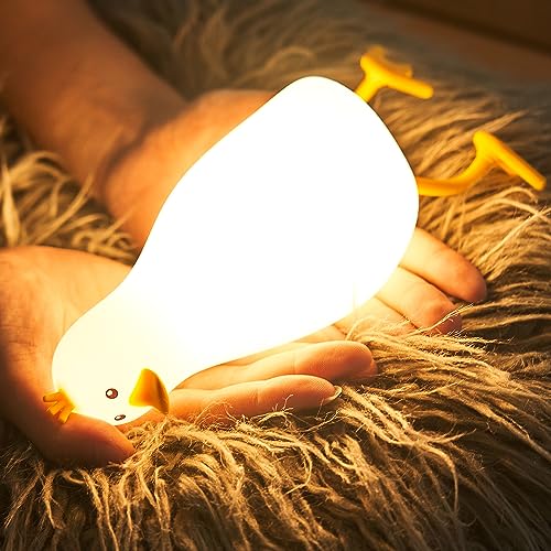 Image of Cute Duck Night Light: LED Baby Silicone Duck Lamp - 7 Colors Kids Night Lamp - Rechargeable Nursery Nightlight - Timer Function Bedside Lamp - Cute Bedroom Decor - Gifts for Children