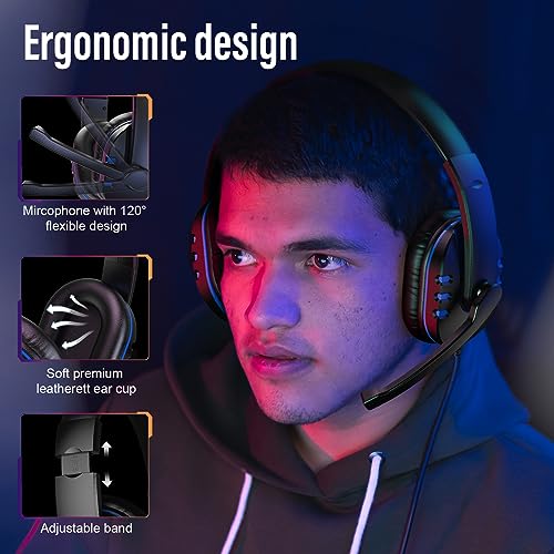 Diswoe Gaming Headset for Ps-4 Ps-5, Headset for Xbox One s 3.5mm Wired Over-head Stereo Gaming Headphone with Mic Microphone Volume Control for PC Xbox One s Tablet Laptop Smartphone - Image 5