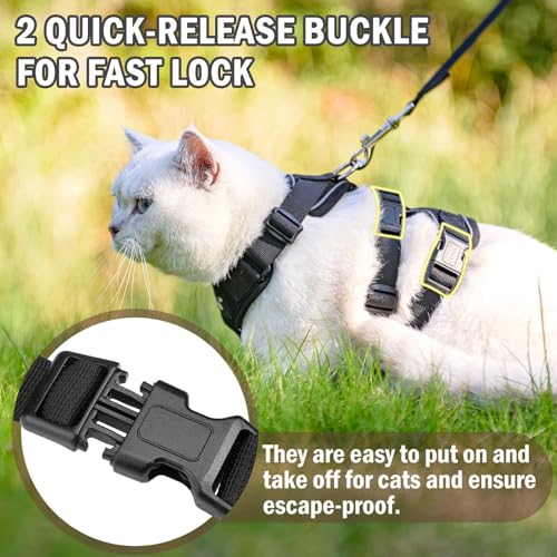 PUPTECK Cat Harness and Leash Set Escape Proof for Walking, Breathable Mash Vest Adjustable Harness for Cats Puppy Small Animals, Reflective at Night, Black Medium - Thumbnail 3