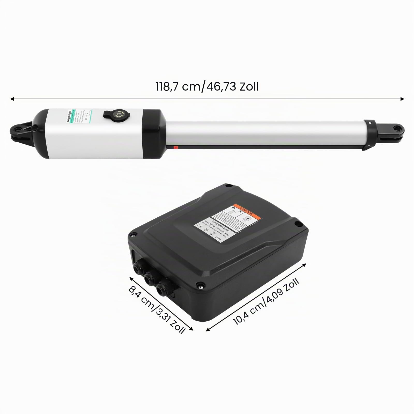 Elektrischer Torantrieb Toröffner Flügeltor Automatischer Flügeltorantrieb 1 Flügel 55W Drehtorantrieb für Max. 5,5 m oder 300kg pro Flügel mit 2 Fernbedienungen