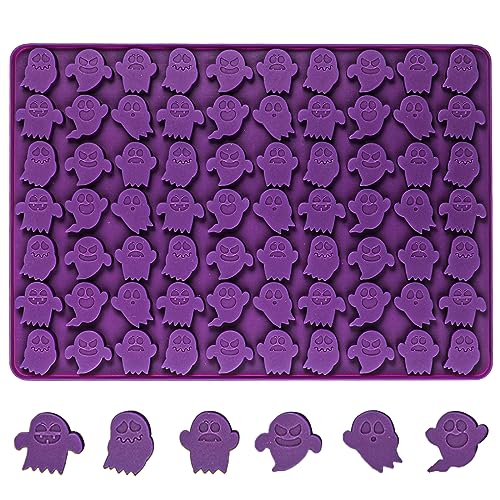 Webake Mini Ghost Silicone Mold for Halloween 70 Cavity Ghost Candy Gummy Mold Trick or Treat Molds for Gummy, Candy, Chocolate, Cookie,Jelly, Cupcake Decorations