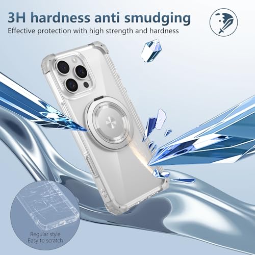 Image of Cubix Back Cover Case for iPhone 16 Pro Hard PC + TPU | Metal Ring Kickstand | 1500g Magnetic Hold | 360 Rotating Stand | Military Drop Protection | Air Cushioned Corners