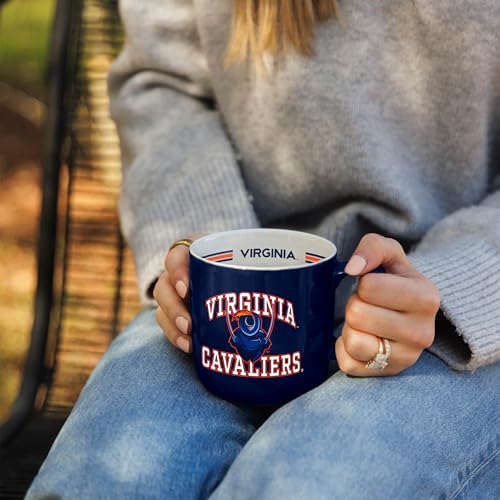 Image of Logo Brands NCAA Virginia Cavaliers 15oz Stripe Mug - Team Logo, Inside Print, Standard Handle, Microwave & Dishwasher Safe