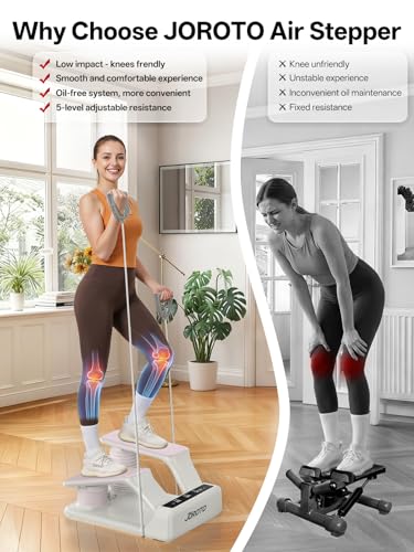 Image of JOROTO Air Stepper Exercise Machine with LED Monitor and Resistance Bands, 300LB Capacity Stair Stepper, 5-Level Adjustable Resistance and Low-Impact Steppers for Exercise at Home