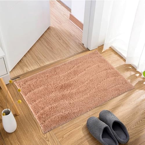 Image of Kuber Industries Embroidery Door Mat for Entrance | Water-Absorbing and Comfortable Floor Mat for Bedroom and Kitchen | Waves Shape | Light Brown