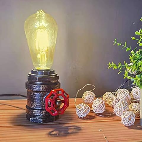 Mid Century Tischlampen Sockel für Nachttisch, Gold Bronze Industrie Antik Metall Steampunk Schlafzimmer Leuchte Retro Cover