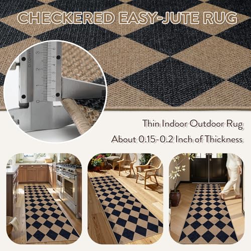 Tapete corredor Lahome estampado ajedrez 2.5x8 pies miniatura 4
