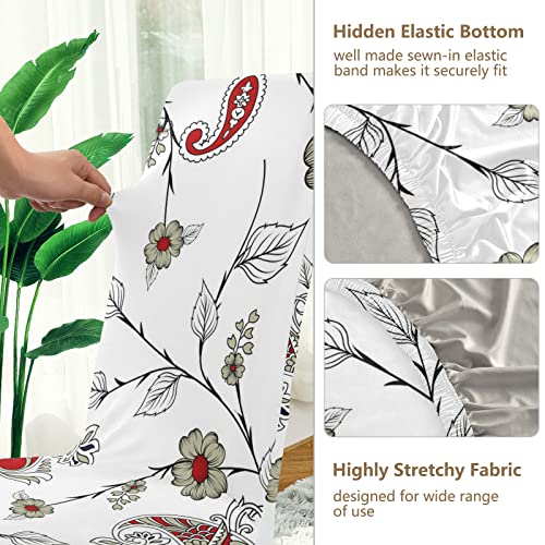 Paisley Flower Dining Chair Covers Set Of 4 Washable Removable Chair Slipcover Stretch Dining Chair Seat Cover For Dining Room Ceremony Holiday Party Home Decor #TOP2