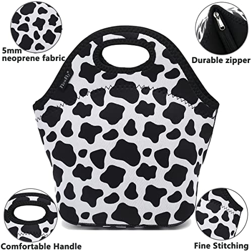 Flowfly Neoprene Kids Lunch Box Insulated Soft Bag Mini Cooler Thermal Meal Tote Kit For Boys, Girls,Men,Women,School,Work, Office, Cow #TOP1