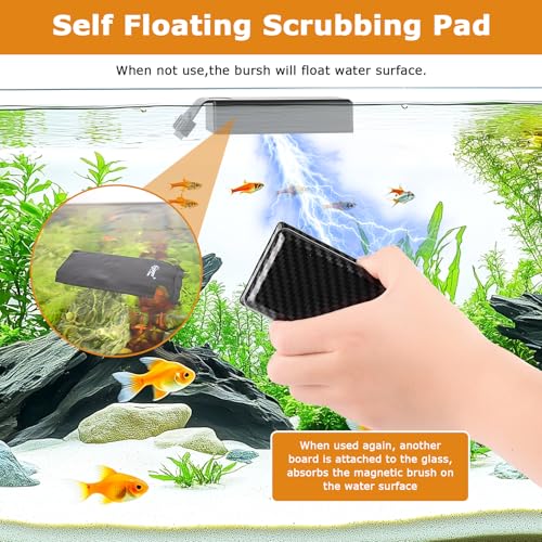 Image of hygger Magnetic Fish Tank Cleaner, Aquarium Glass Cleaner with 2 Detachable Algae Scraper Blade, Floating Scrubber Brush for 1 /5 inch-1 /2 inch Glass /Acrylic Thick Tank, Strong Magnet Algae Remove Tool, M