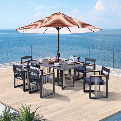 Image of ABCCANOPY 9FT Patio Umbrella Outdoor 8 Ribs Table Umbrella(Red Stripe)