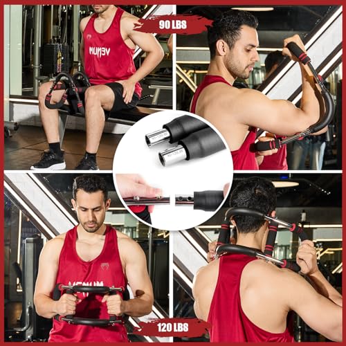 Image of Twister Arm Trainer, 90-120 lbs Adjustable Twister Arm Chest Exerciser with 2 /4 Spring & Poster for Men & Women, Detachable Power Twister Home Fitness Equipment for Enhancing Upper Body Muscle -Red