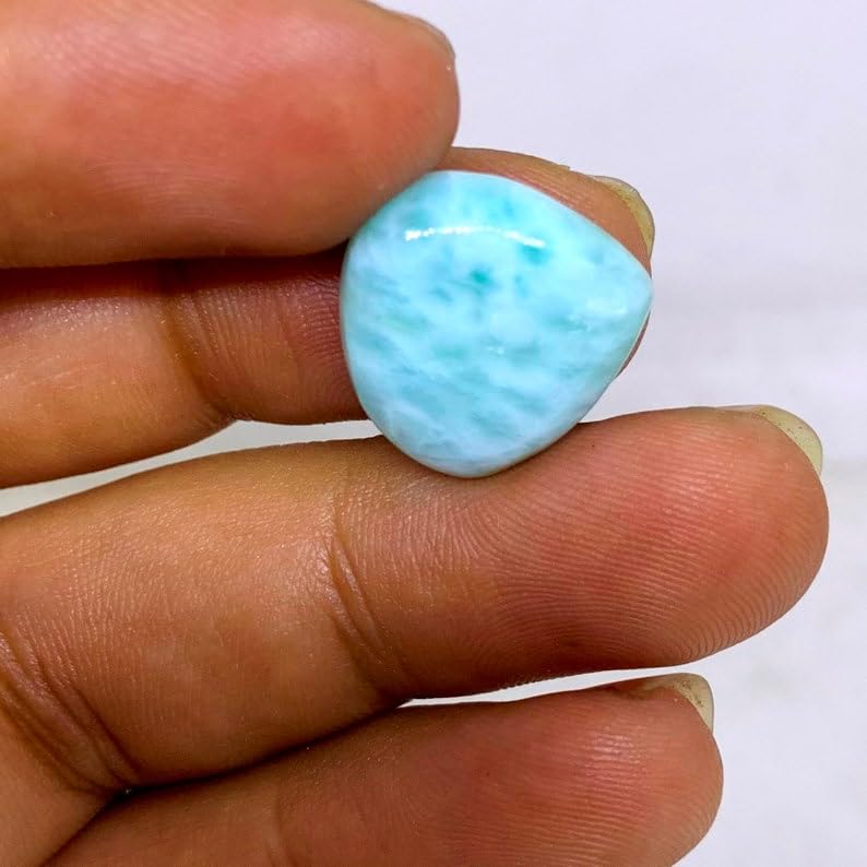 Cœur en larimar gemme naturelle cabochon bleu azur pour pendentif et collier DIY