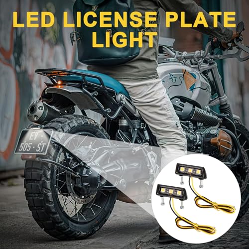 2 Stück Universelle 12V Wasserdichte LED-Kennzeichenbeleuchtung mit 3 SMD LED Mini Lampe Super Weiß Hell für Motorräder und Quads