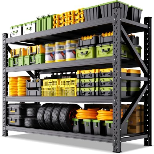 79"W garage shelving 6000LBS Heavy Duty Storage Shelves 4 Tier Me...