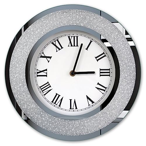 12 inch Bling Silver Mirrored Wall Clock product
